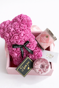 Luxury Pink Artificial Rose Bear Gift Box